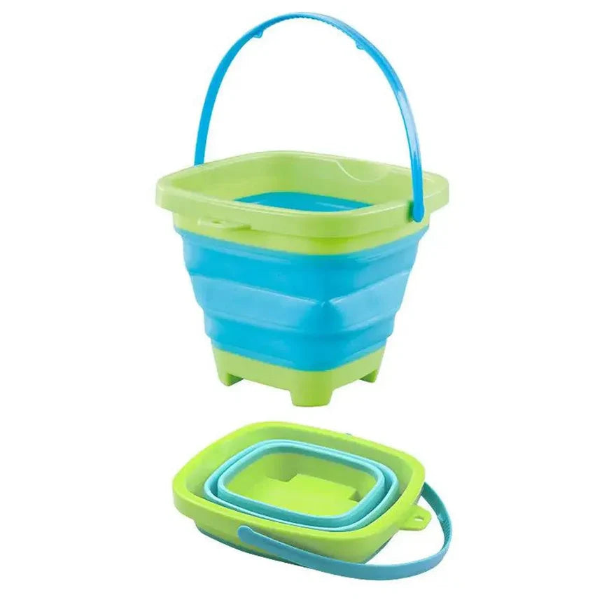Foldable Sand and Snow Play Bucket Set Green