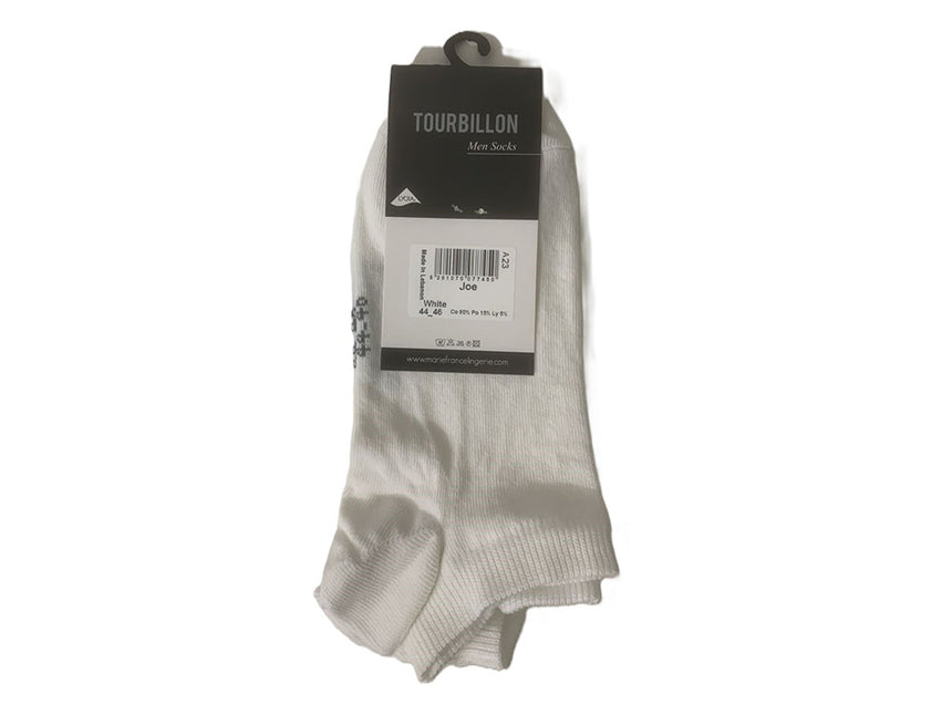Tourbillon Joe Men Cotton Lycra Socks White Size 44-46