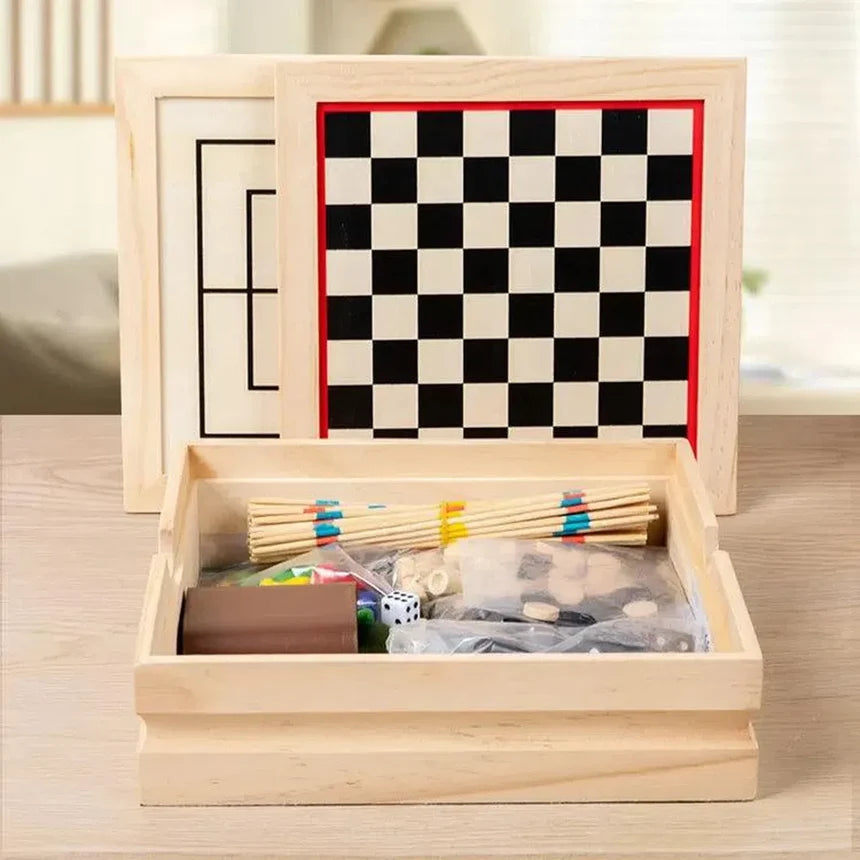 12 in 1 Portable wooden Board Games