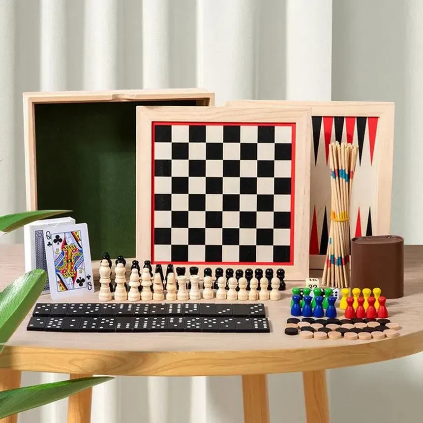 12 in 1 Portable wooden Board Games