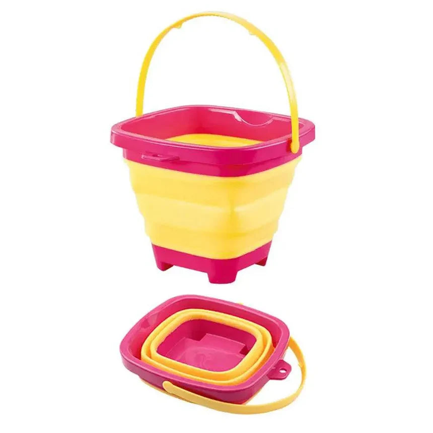Foldable Sand and Snow Play Bucket Set Red