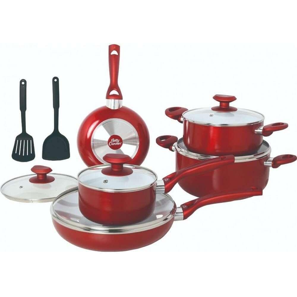 Non-Stick Ceramic Cookware Set, 12 Pieces Cooking set Non-Stick Ceramic Cookware Set, 12 Pieces Non-Stick Ceramic Cookware Set, 12 Pieces Betty Crocker