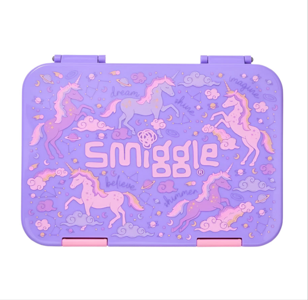 Smiggle Lunch Box - Purple Unicorn | 21x15x4.5