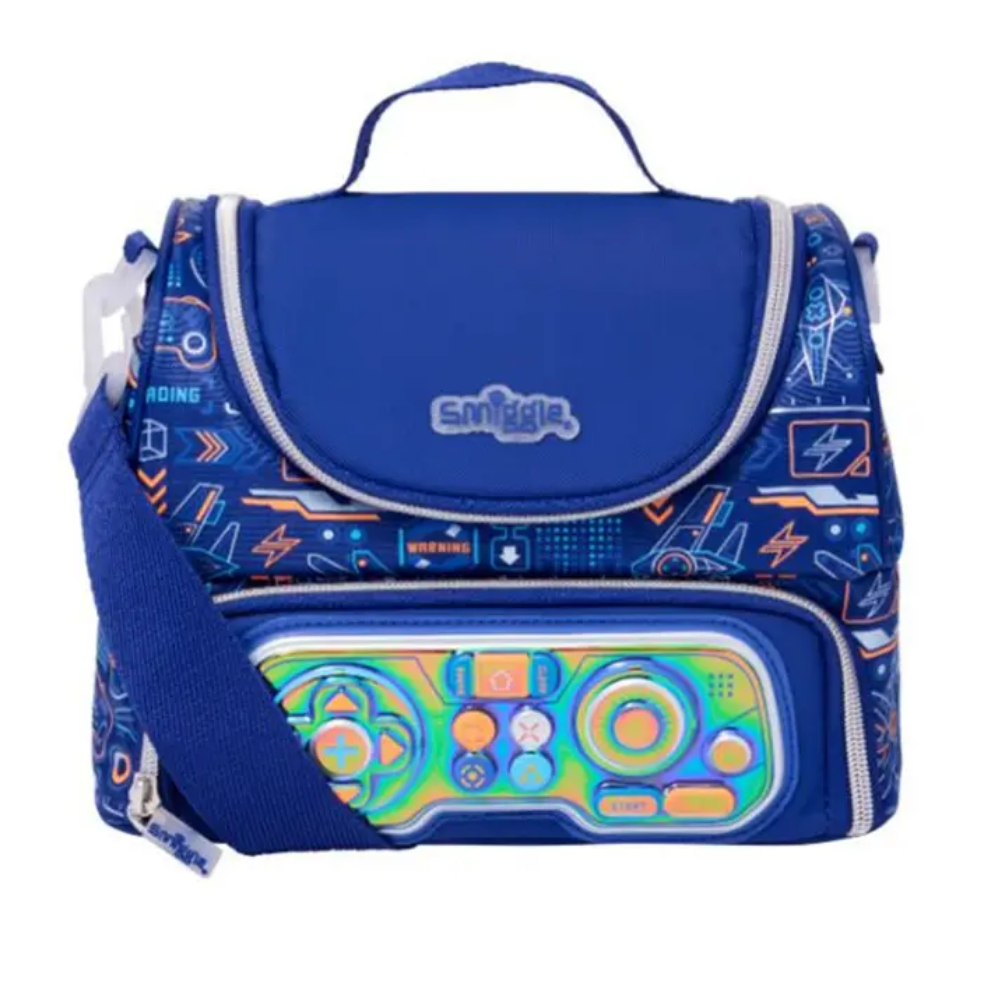 Smiggle Lunch Bag - Blue Game | Shoulder Straps | 24.5×18.5×16cm