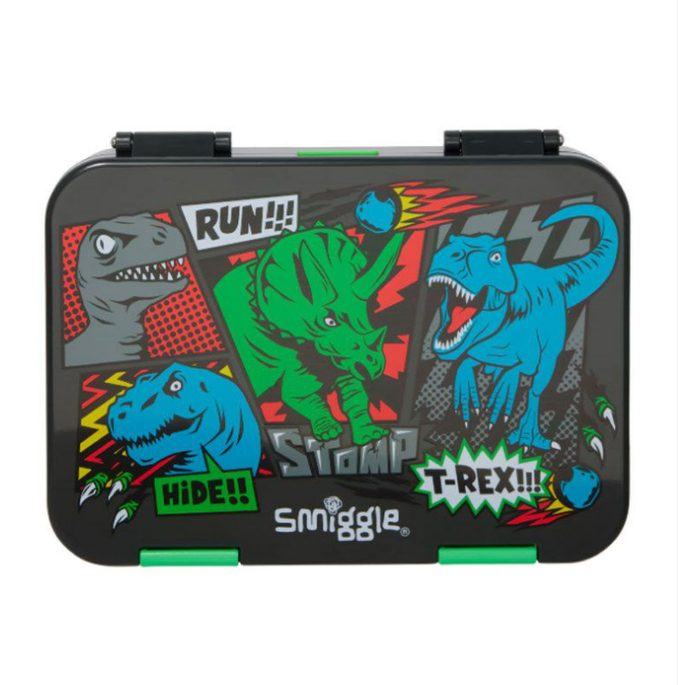 Smiggle Lunch Box - Green Dinosaur | 21x15x4.5