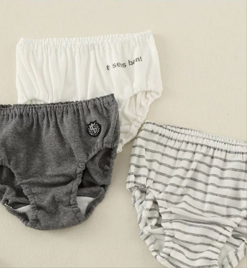 Boys Cotton Panties (3pcs)-Grey | Size 2–12Y