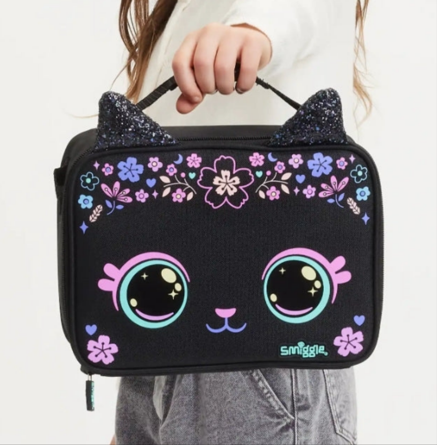 Smiggle Lunch Bag Attach Black Cat 25x19x8cm