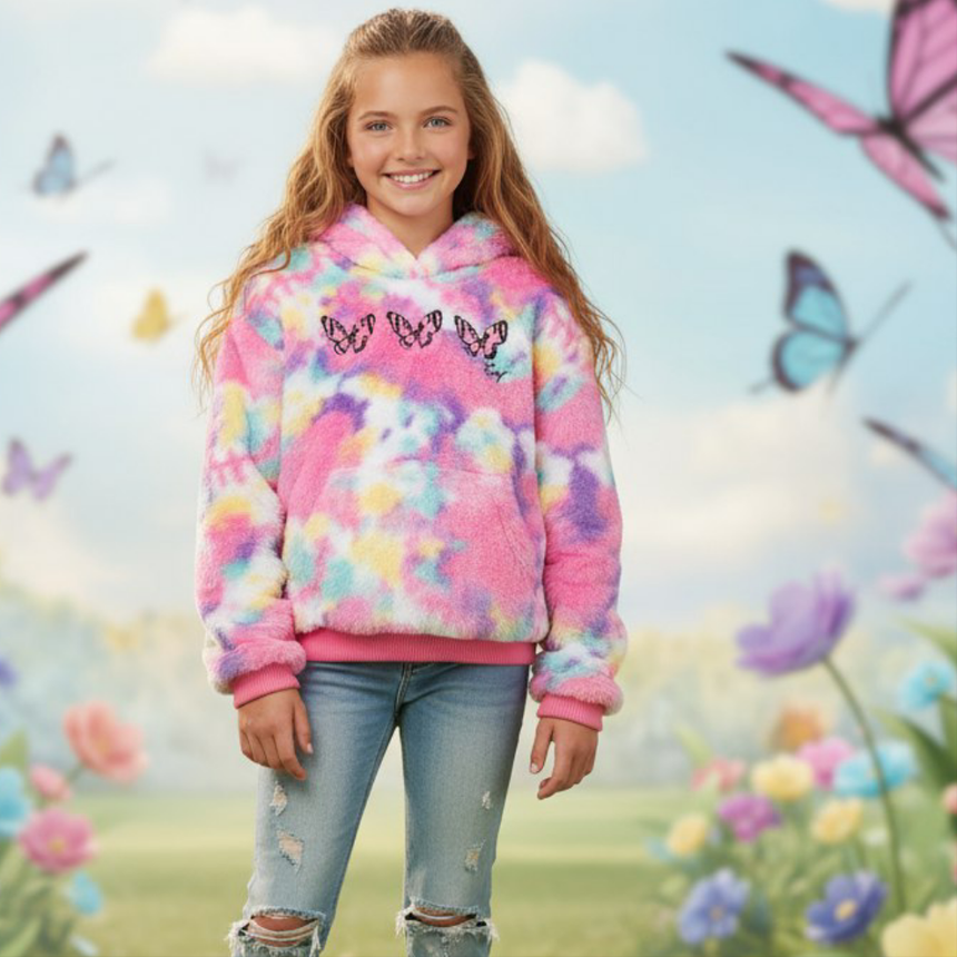 Girls’ Warm Butterfly Hoodie | 10–16Y