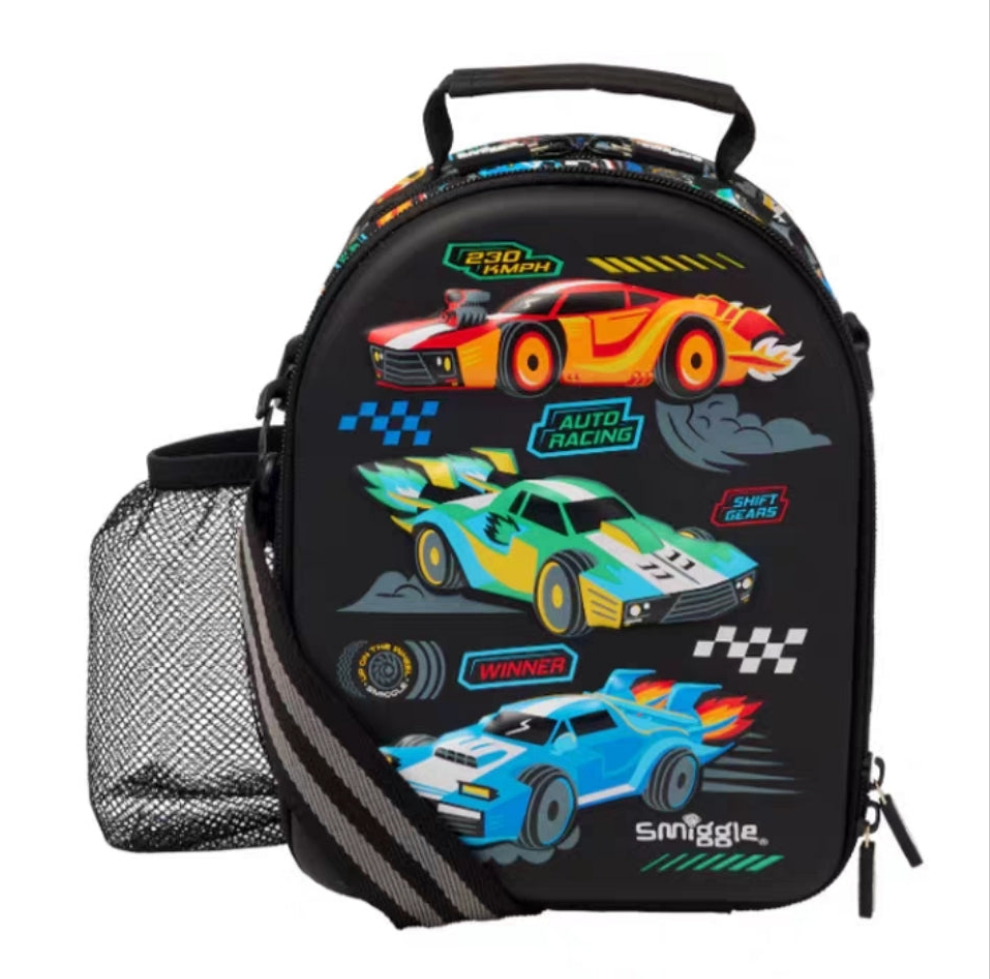 Smiggle Lunch Bag Car Racing | Shoulder Straps | 25×19×12cm