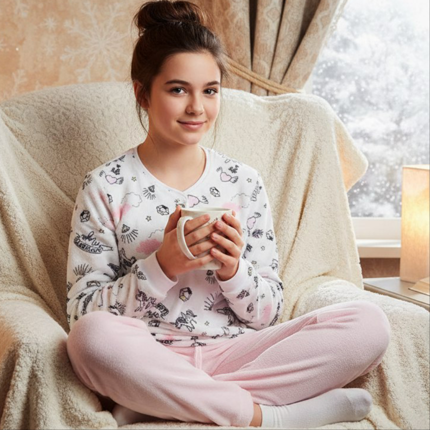 Women Warm Winter Unicorn Pajama Set (XS)