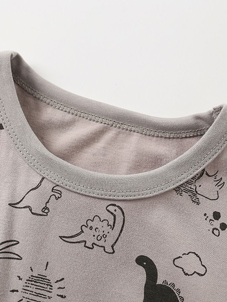Boys’ Dinosaur Cotton Summer Outfit Set / 4–8Y