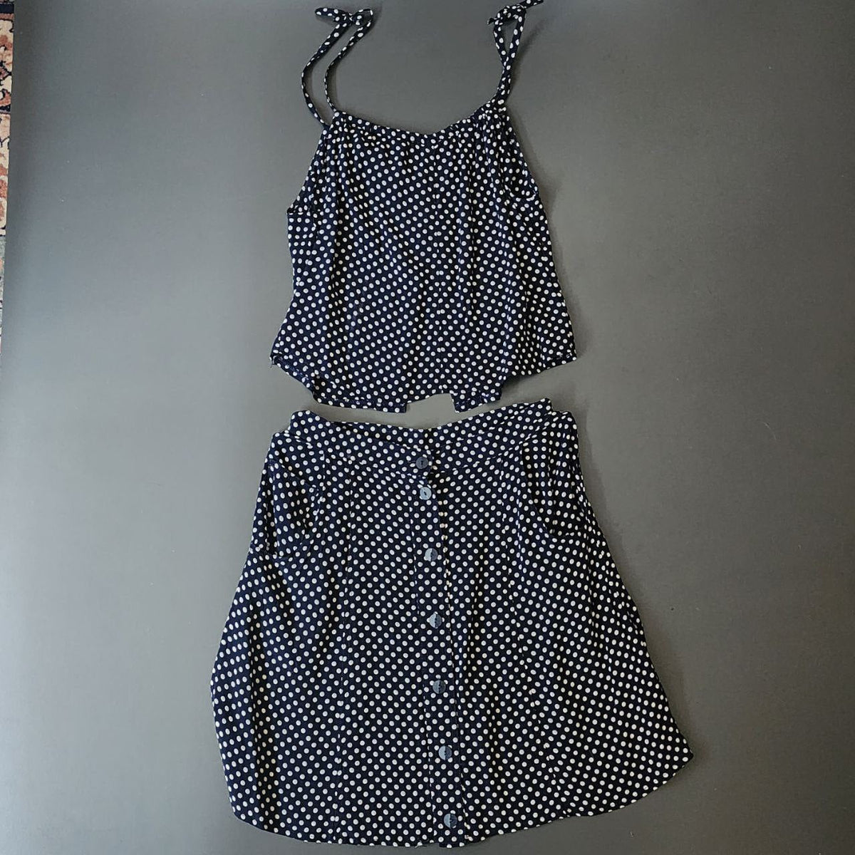 2-Piece Mini Skirt Crop Dots Set Size S-M