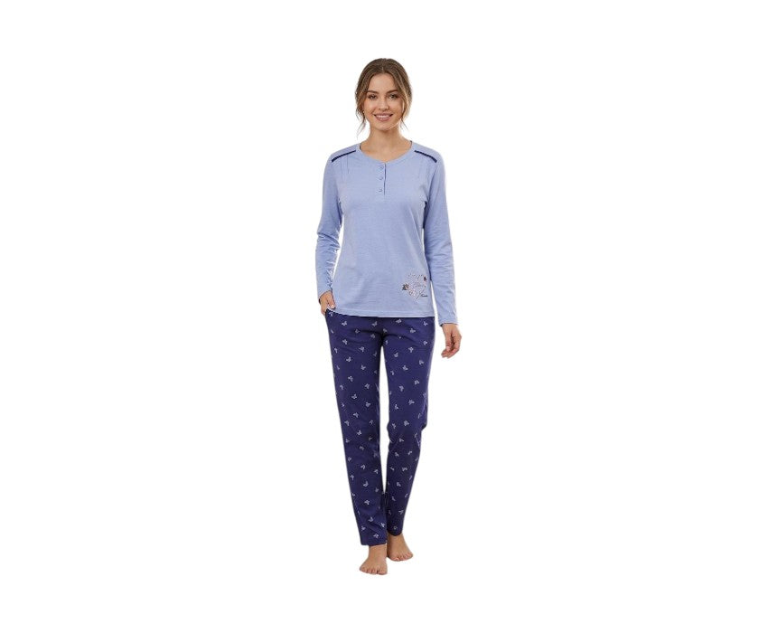Perla Women’s Multi-Size Cotton Pyjama Blue