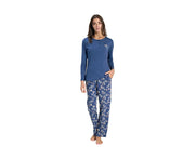 Poleren Women’s Turkish Cotton Pyjama Indigo Blue