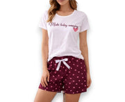 Doucette Bordeaux Shorts with White Cotton Tee Pyjama