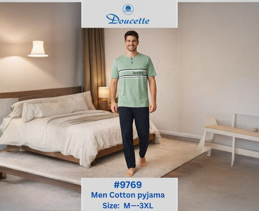 Doucette Men’s Olive Cotton Pant Pyjama Set