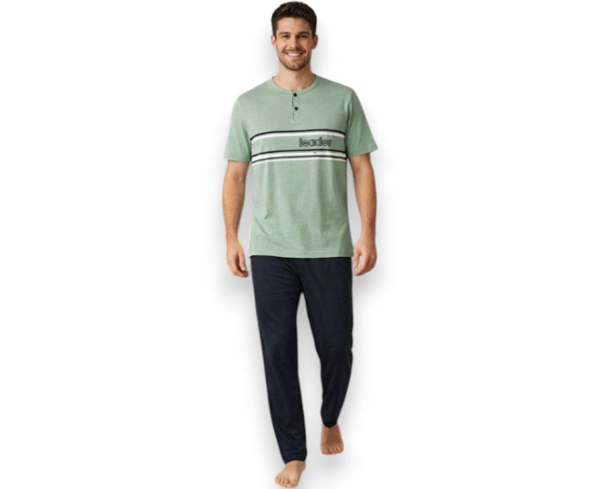 Doucette Men’s Olive Cotton Pant Pyjama Set