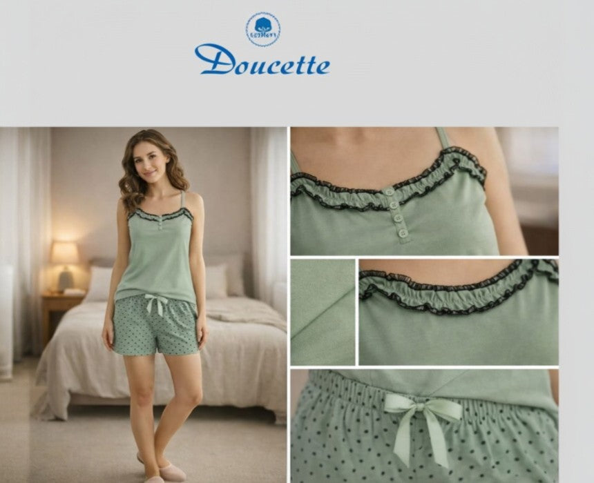 Doucette Women’s Olive Cotton Short Pyjama Set
