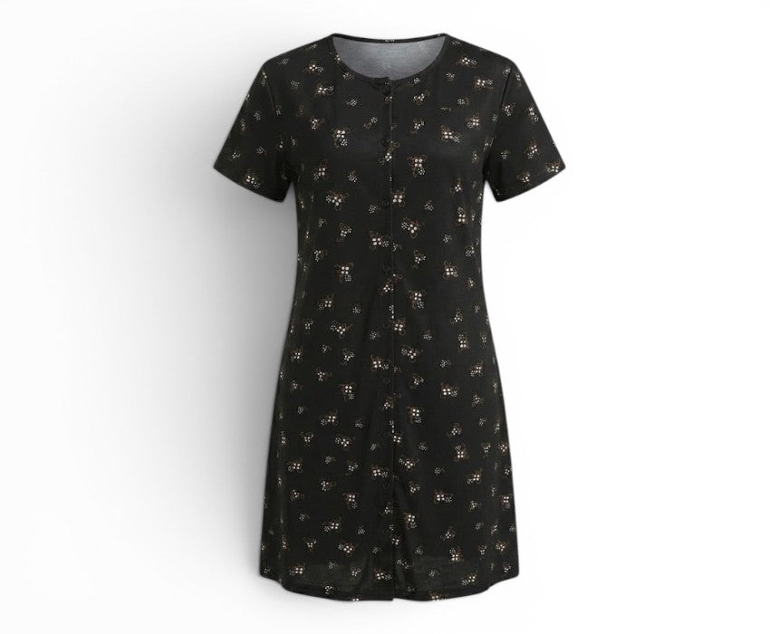 Cotton Ladies Nightshirt Black