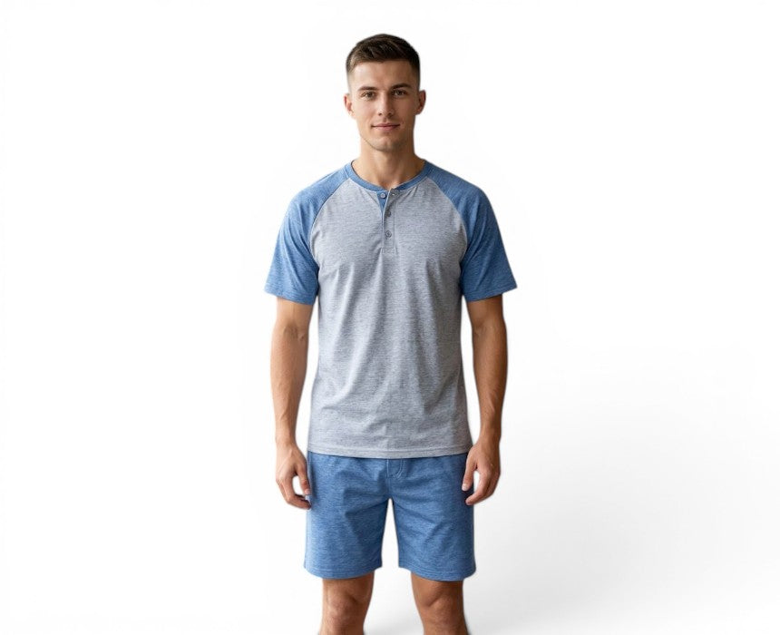 Short Sleeve Pyjama Short Set Blue