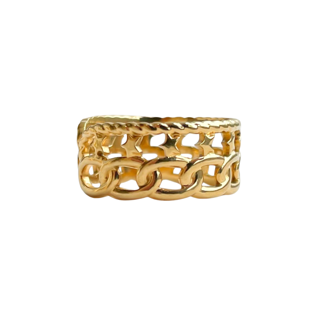 Linked Stars Adjustable Ring