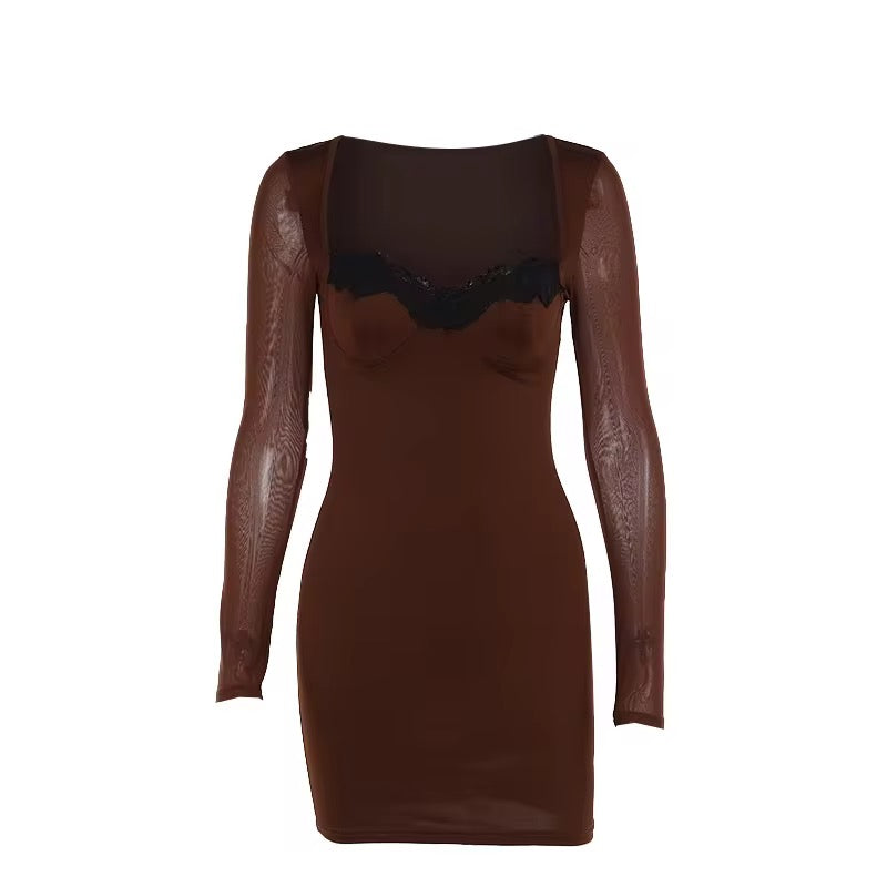 Mini Lace Trim Dress