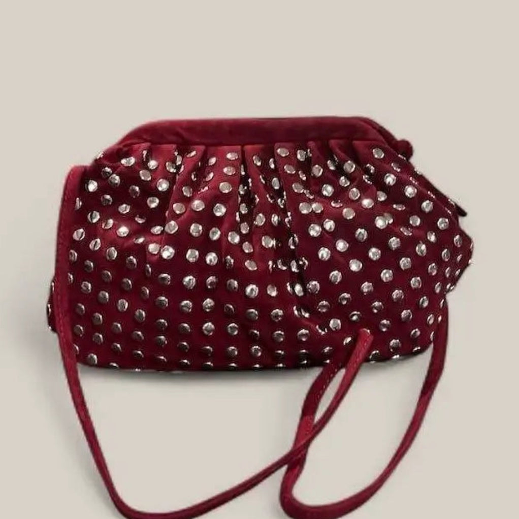 wine handbag with silver studs 