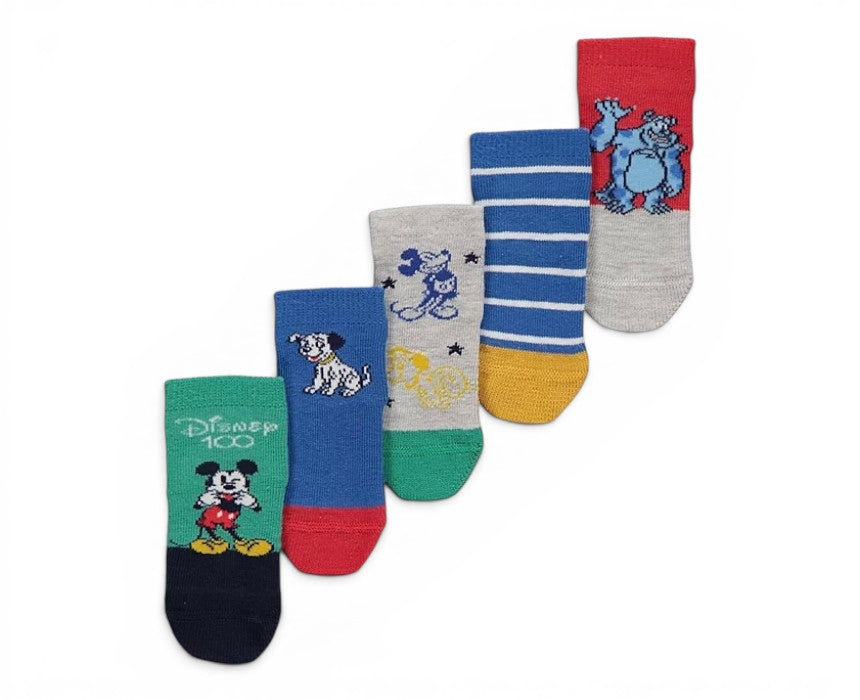 Disney 100 Print Baby Socks 5 Pack