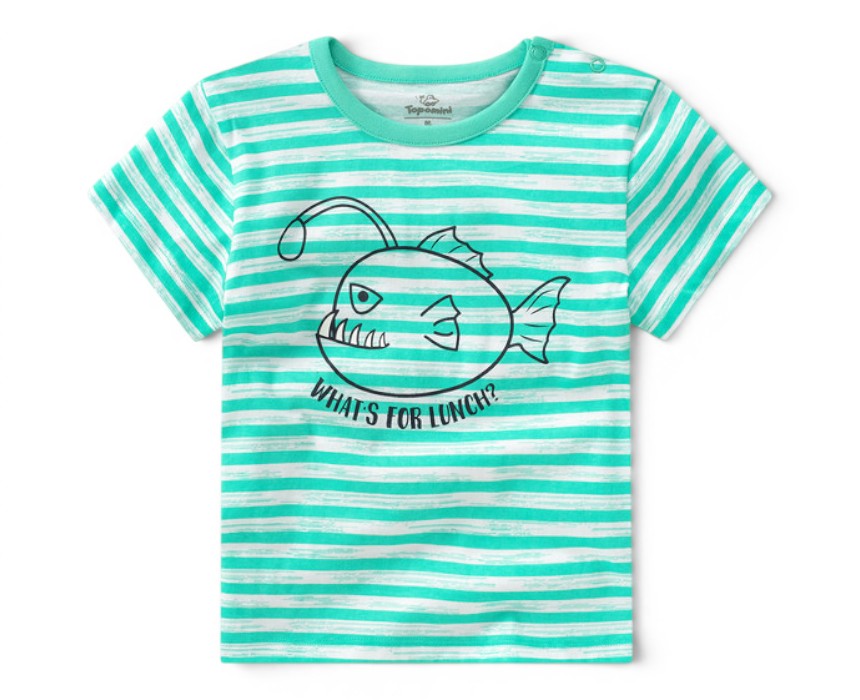 Topomini Mint Striped Fish Summer T-Shirt