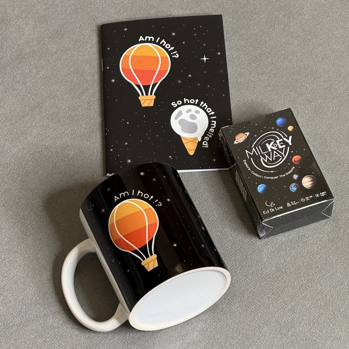 Sun & Moon Illustration Set - 1 Notebook, 1 Mug, 1 Game