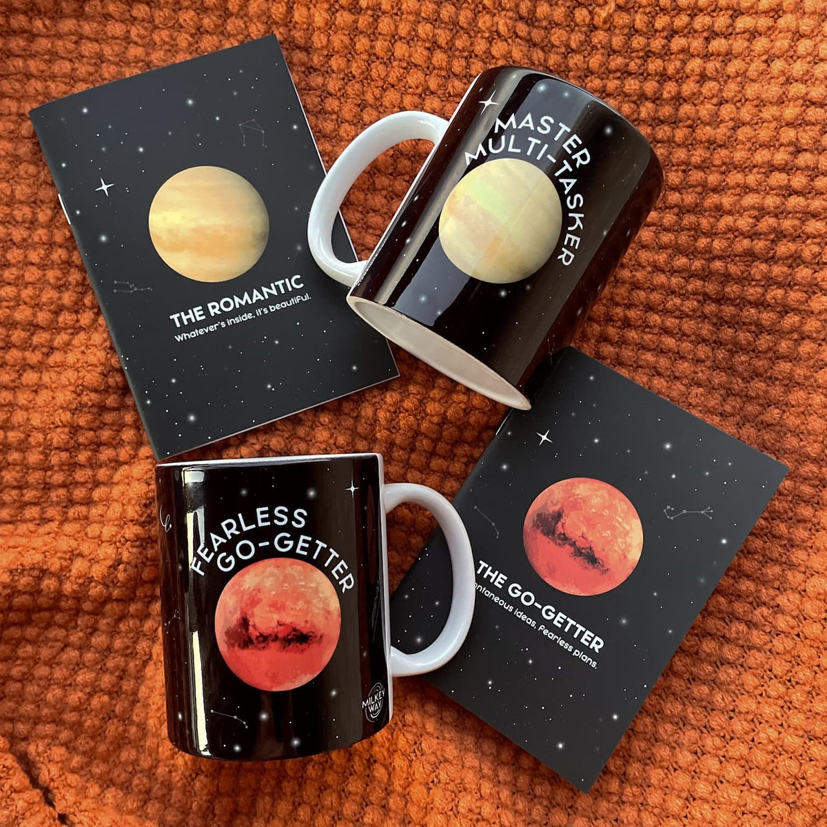 Venus & Mars Double Set - 2 Mugs, 2 Notebooks
