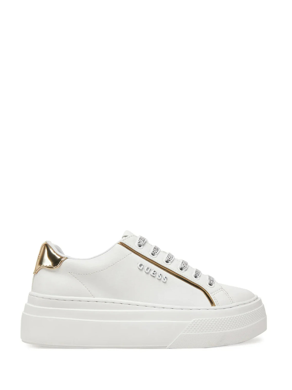 Guess Ameria White and Gold Sneakers Women