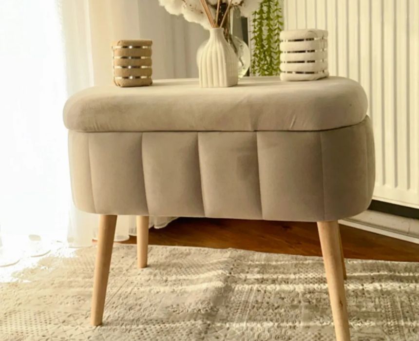 Storage Pouf in Beige