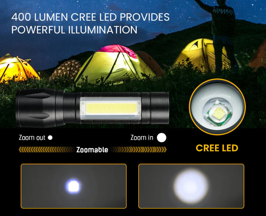 Portable LED Flashlight Compact Pocket-Size