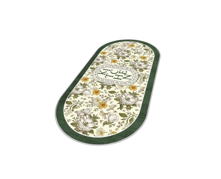 Oval Kitchen Carpet in Green