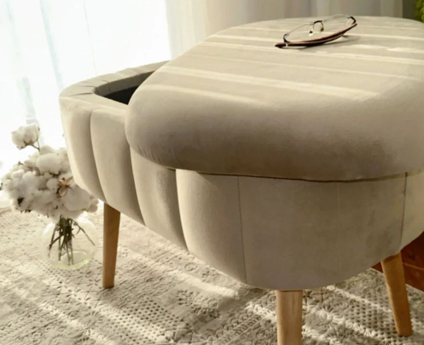 Storage Pouf in Beige