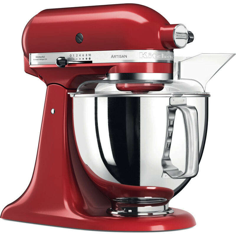 The German Outlet, KitchenAid, 4.8L Artisan Stand Mixer Empire Red + Pouring Shield & Extra Bowl