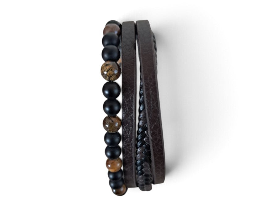 Triple-Strand Brown Tiger's Eye Bracelet