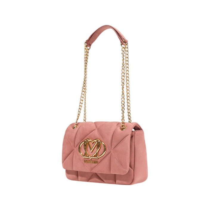 Love Moschino Embossed Velour Bag in Pink and Gold