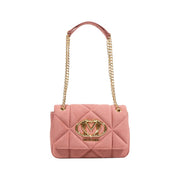 Love Moschino Embossed Velour Bag in Pink and Gold
