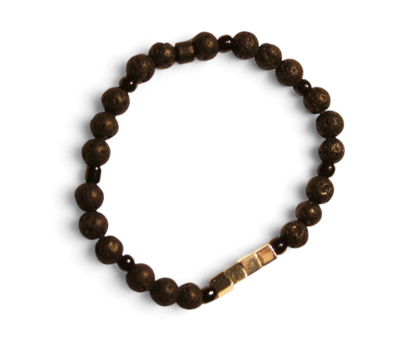 Natural 6mm Lava Bead Bracelet
