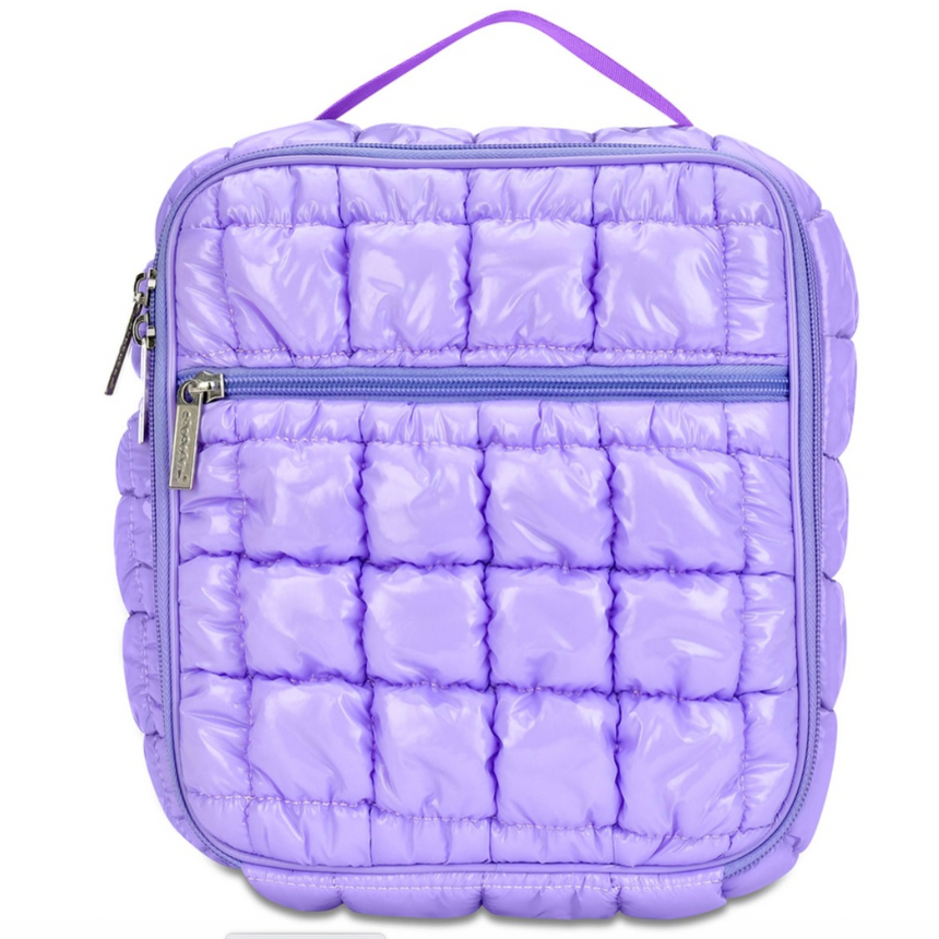 Lavender Shiny Puffer Lunch Tote