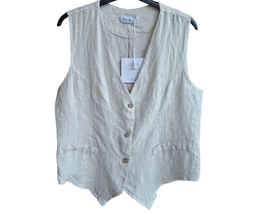 Linen Beige Gilet