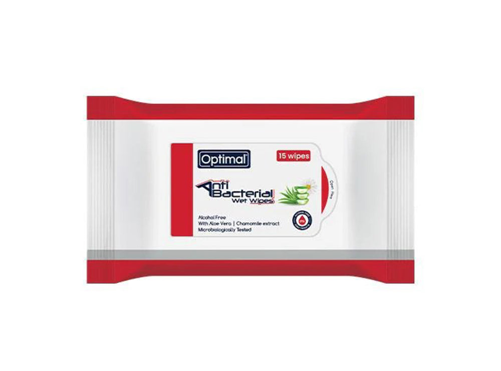 Optimal Anti Bacterial Pocket Wet Wipes 15 Pieces