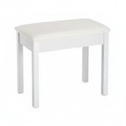 White stool with a cushioned seat on a white background