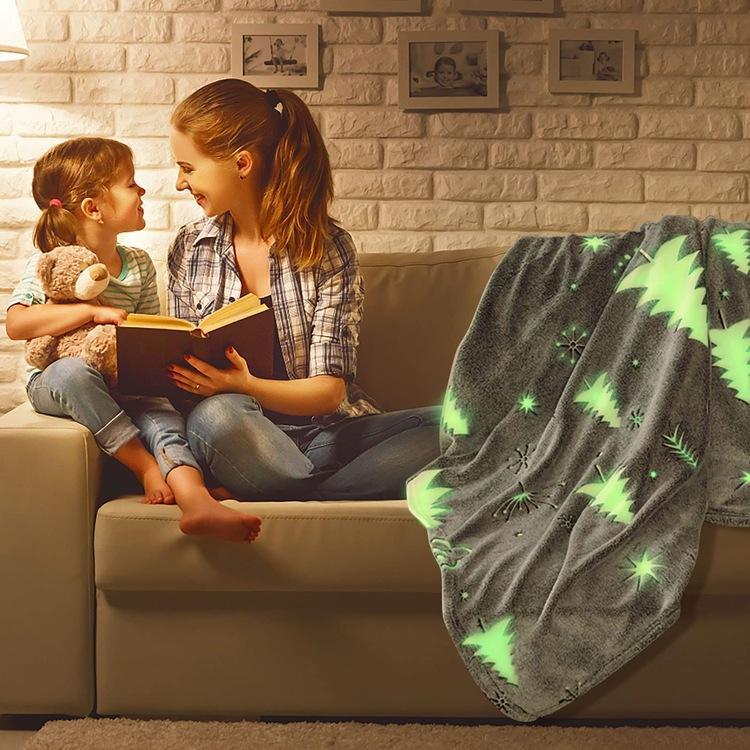 Cozy Grey Christmas Tree Glow-in-the-Dark Blanket - 2 sizes