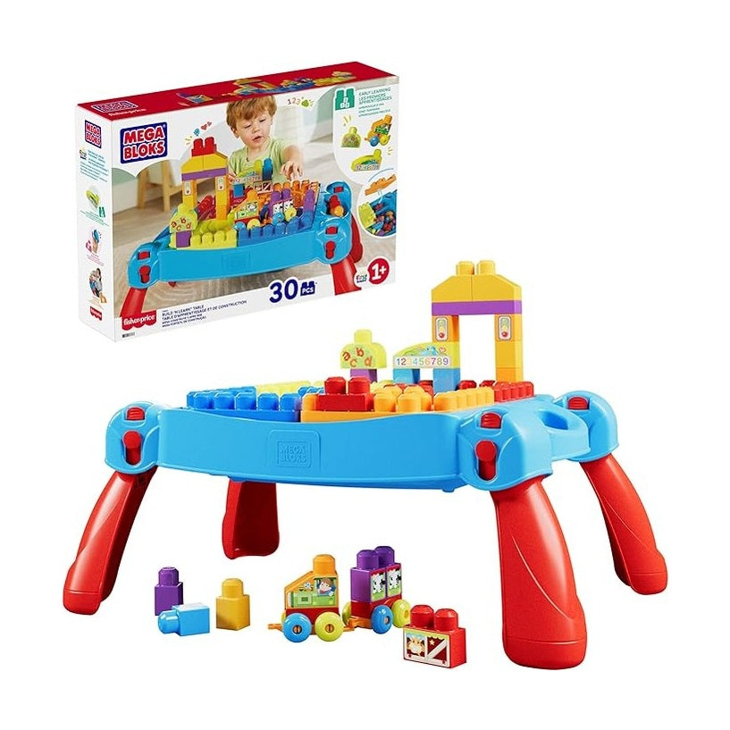 MEGA BLOKS First Builders Toddler Blocks Toy, Build ‘n Learn Portable Activity Table by Mattel
