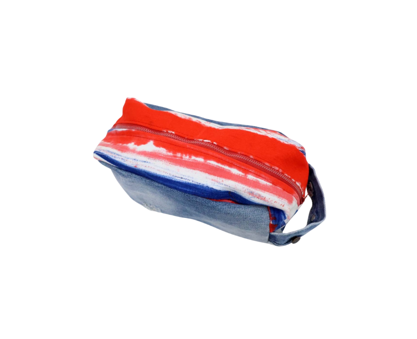 Patterned Handbag in Blue and Red