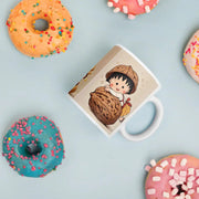 “Maruko ceramic mug with colorful character design”