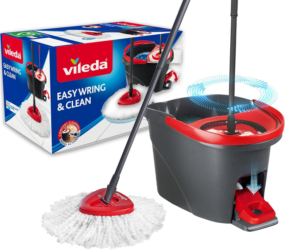 Easy Wring & Clean Rotating Broom and Bucket with Pedal Outlet Easy Wring & Clean Rotating Broom and Bucket with Pedal Easy Wring & Clean Rotating Broom and Bucket with Pedal Vileda